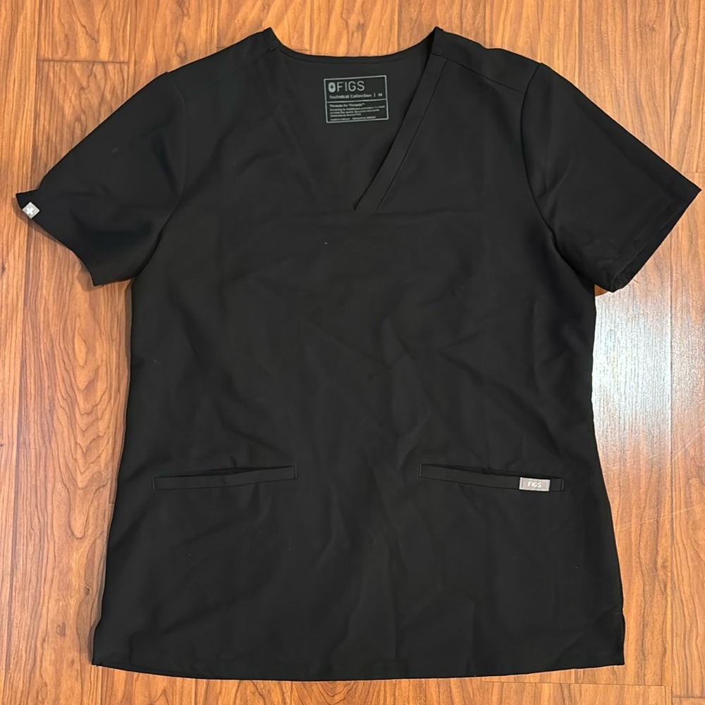 Figs Black Scrub Top Size Medium